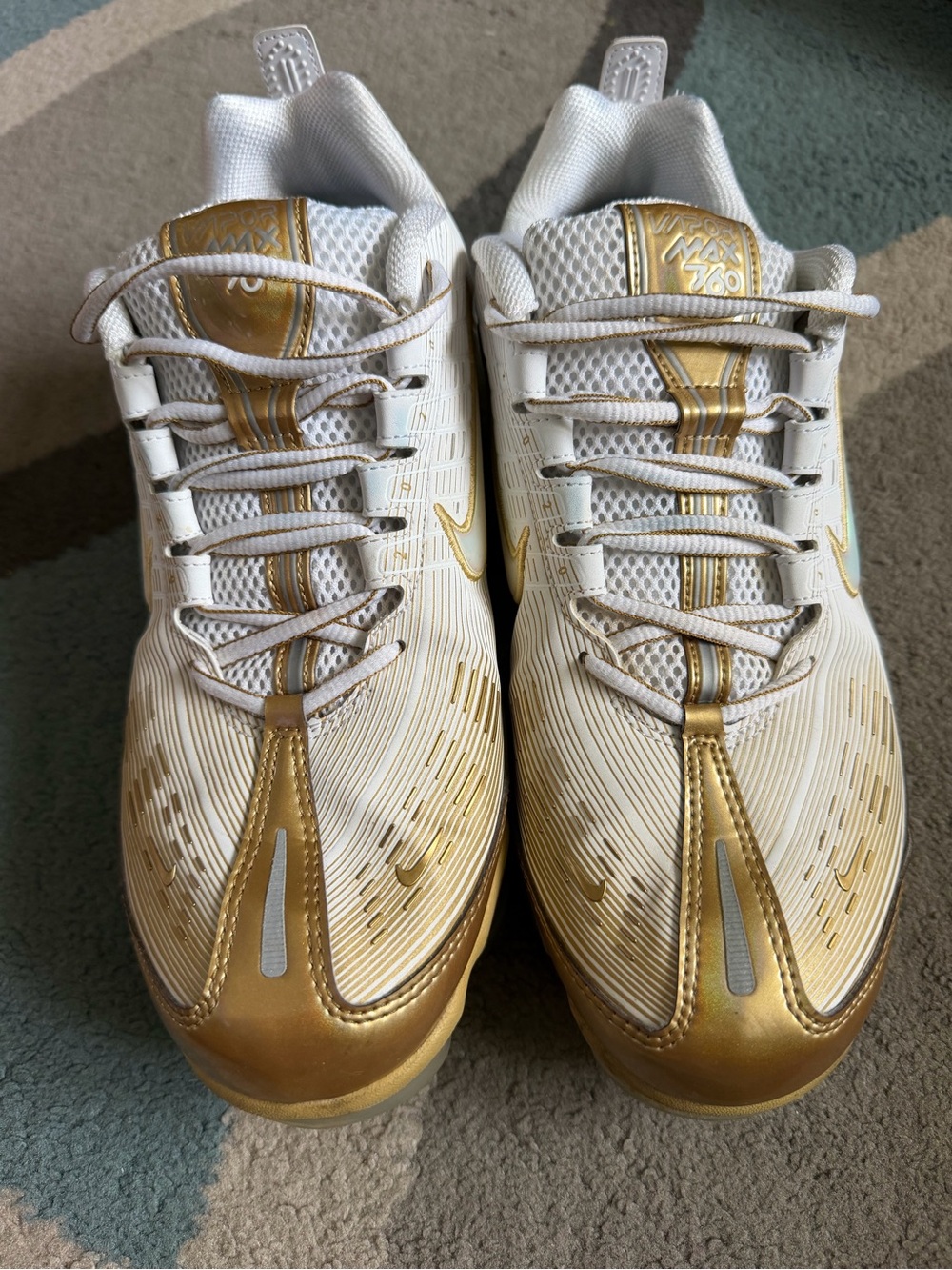 Nike White and Gold Athletic Sneakers